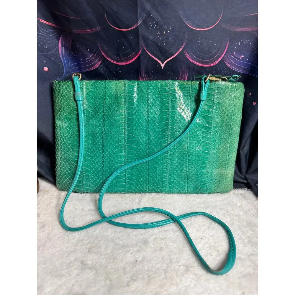Vintage Clemente Snakeskin Crossbody Clutch - Picture 2 of 8